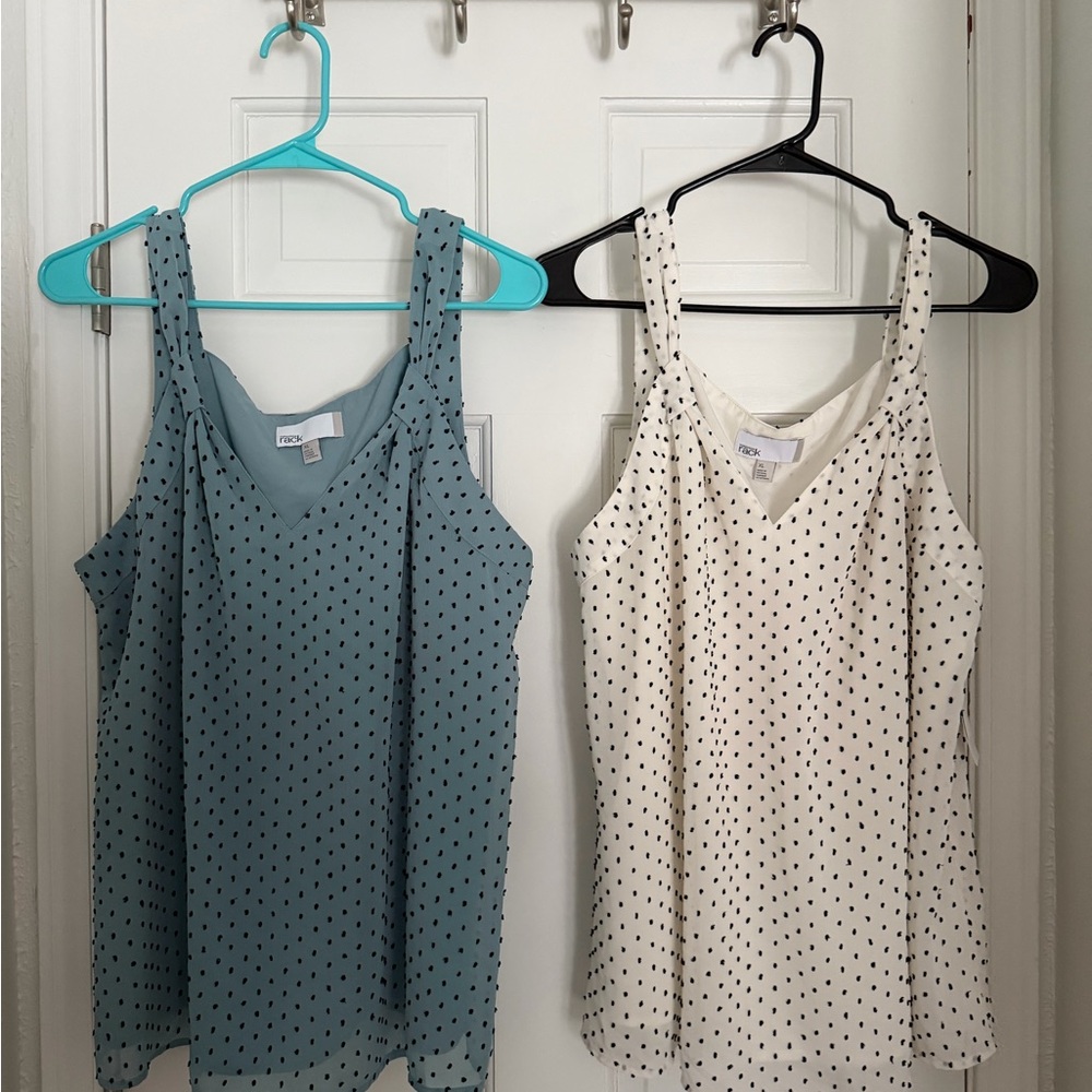 Nordstrom Blue and White Polka Dot Camisoles woman’s size XL blue and cream